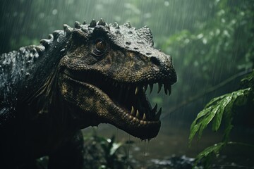 Obraz premium Dinosaur Roaming in the Wild Generative AI