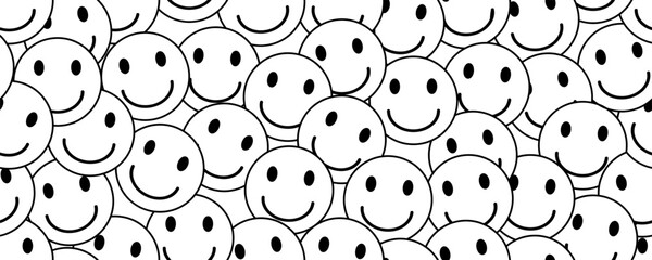outline smile emoji seamless pattern