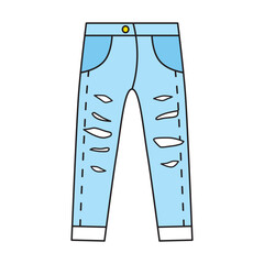 Blue ripped jeans pants isolated vector illustration