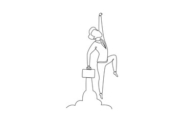 Single one line drawing concept of productivity boosting. Continuous line draw design graphic vector illustration.