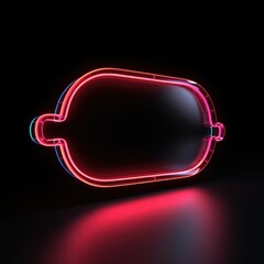 Luminous Conversations: Creative Neon Speech Bubble Icon 3D Render Isolated on Black Background Generative AI