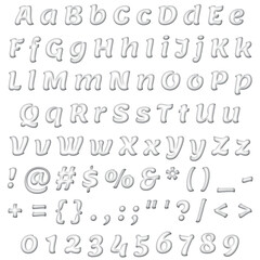 Alphabet, Set, Letters, Numbers, Letter, Number, Decorative, Fancy, Fun, Font, 3D, Text, ABC, White