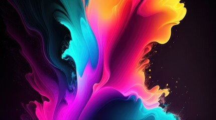 Fototapeta na wymiar Colorful paint splashes on black background made with Generative AI