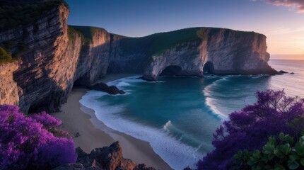 Beautiful panorama of the cliffs of Etretat, Normandy made with Generative AI