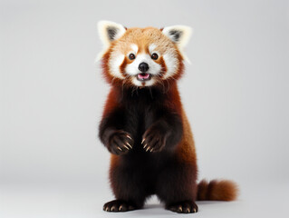 Red Panda standing on two legs on a white background