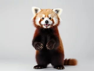 Fotobehang Red Panda standing on two legs on a white background © TheCoopers