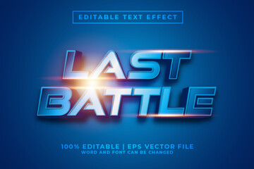 Last Battle 3d Editable Text Effect Cartoon Style Premium Vector
