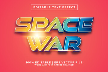 Space War 3d Editable Text Effect Cartoon Style Premium Vector