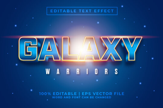 Galaxy Warriors 3d Editable Text Effect Cartoon Style Premium Vector