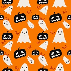  Halloween fabric pattern. hand drawn can be used in fashion decoration design. Bedding, curtains, tablecloths 