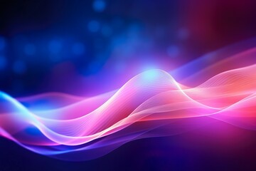 Naklejka premium abstract futuristic background with gold PINK blue glowing neon moving high speed wave lines and bokeh lights. Data transfer concept Fantastic wallpaper | Generative AI