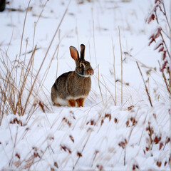 Rabbit Finding it's way in the snow