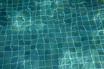 Water surface with waves on water surface wave effect You can see the blue square tiles at the bottom of the pool.