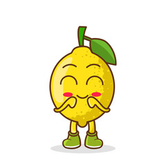Cute, funny cartoon lemon character. Illustration of a cute lemon character who is pleased