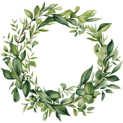 Green laurel wreath isolated on white
