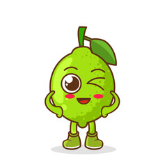 wink lime cute fruit character mascot vector design