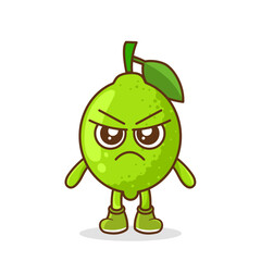 Angry. fruit character vector. lime character illustration, Cute lime character with angry expression vector illustration.