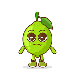 annoyed expression of the cute lime fruit cartoon character