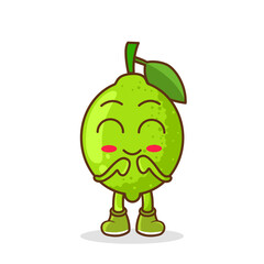 Cute, funny cartoon lime character. Illustration of a cute lime character who is pleased