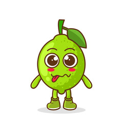 lime character in sweet expression while sticking out her tongue