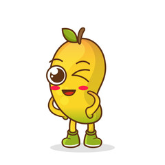 wink mango cute fruit character mascot vector design