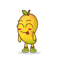 Cute mango character is teasing and sticking out his tongue. eyes closed tongue out emoji