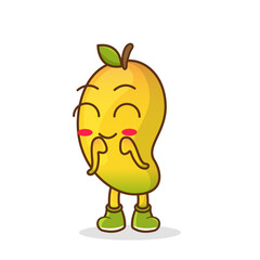 Cute, funny cartoon mango character. Illustration of a cute mango character who is pleased