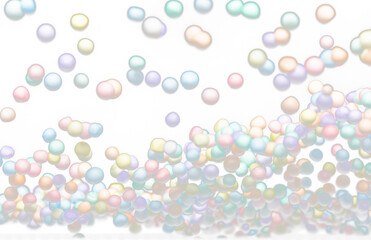 Styrofoam mini ball fly explosion, Pastel foam mini balls float explode, abstract cloud fly. styrofoam pastel mini sphere balls splash throwing in Air. Black background Isolated