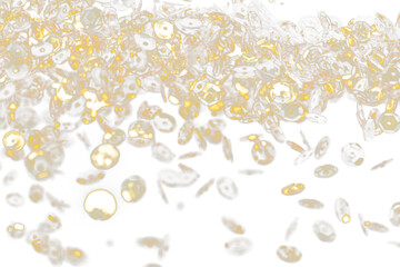 Explosion metallic gold glitter sequin sparkle. Golden Glitter sequin spark blink celebrate, blur...