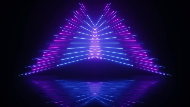 abstract 3d animation neon background with light blue pink flashing laser beam