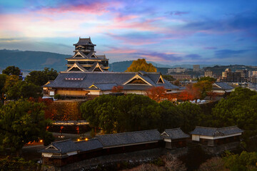 Obraz premium Kumamoto, Japan - Nov 23 2022: Kumamoto Castle's history dates to 1467. In 2006, Kumamoto Castle was listed as one of the 100 Fine Castles of Japan by the Japan Castle Foundation