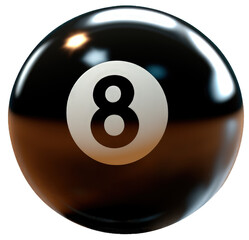 Pool 8 ball on transparent PNG background. Generative AI