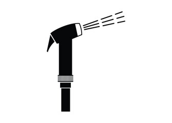 Toilet sprayer. Simple illustration in black and white.