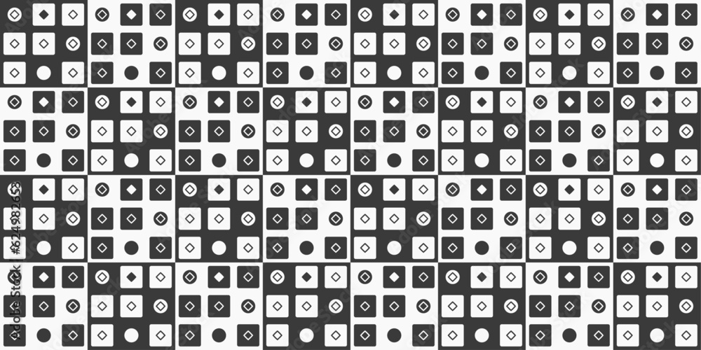 Leinwandbilder Seamless and simple pattern. A pattern of repeating black tiles. Square tiles checker pattern.