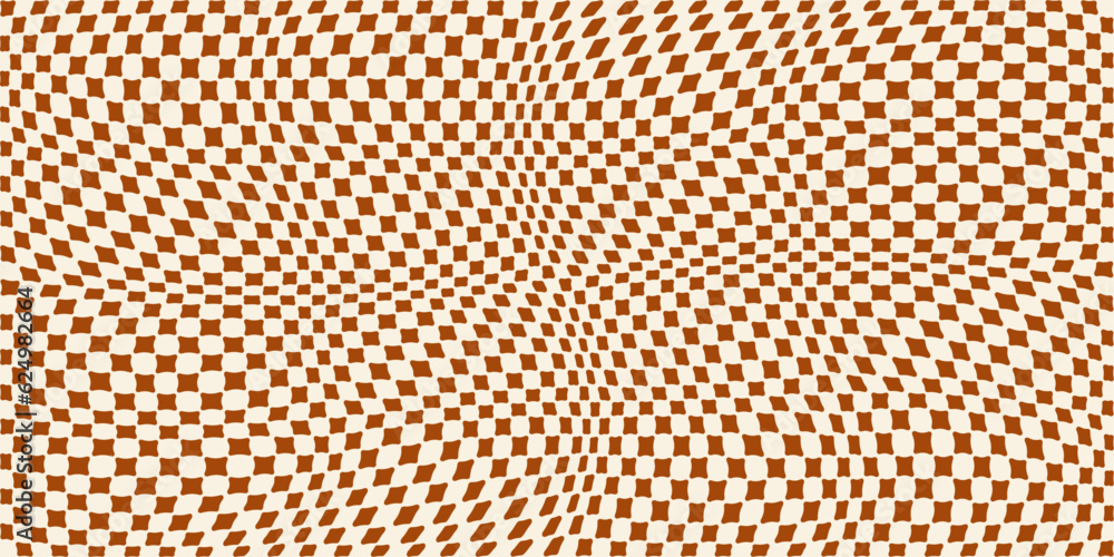 Poster Brown checkered pattern. Vector pattern of brown checkered cells.