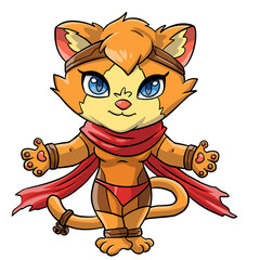 Cute cat superhero character