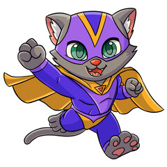 Cute cat superhero character