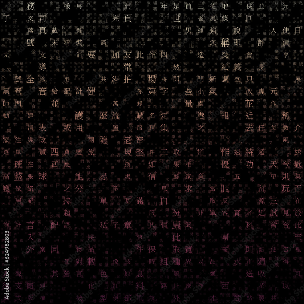 Poster futuristic tech background. random letters of chinese simplified alphabet (hong kong). gradient matr