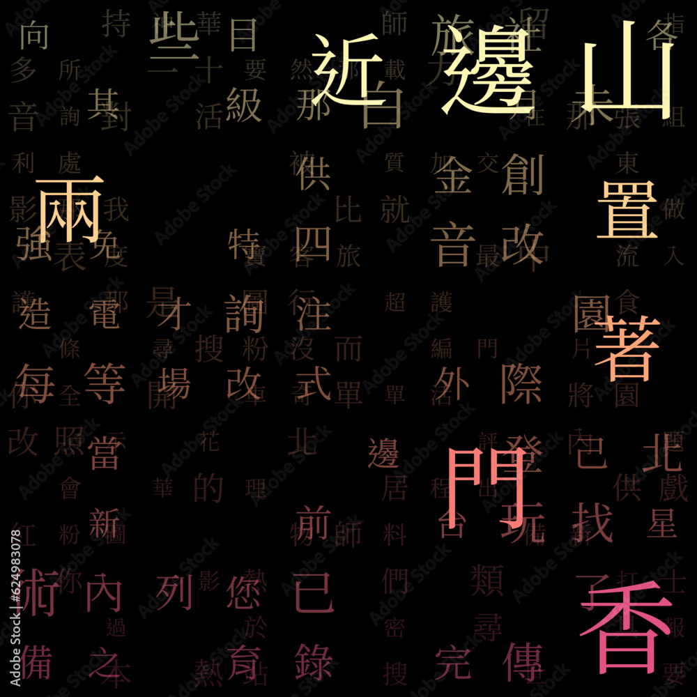 Poster abstract background. random characters of chinese traditional alphabet. gradiented matrix pattern. p