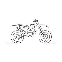 One continuous line drawing of motorcycle as land vehicle with white background. Land transportation design in simple linear style. Non coloring vehicle design concept vector illustration