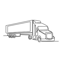 One continuous line drawing of truck as land vehicle with white background. Land transportation design in simple linear style. Non coloring vehicle design concept vector illustration	