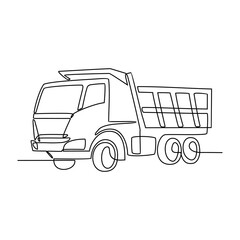 One continuous line drawing of truck as land vehicle with white background. Land transportation design in simple linear style. Non coloring vehicle design concept vector illustration	
