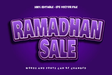 Ramadhan Sale Editable Text Effect Emboss Cartoon Style