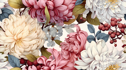 Seamless pattern illustration Botanical Flowers
