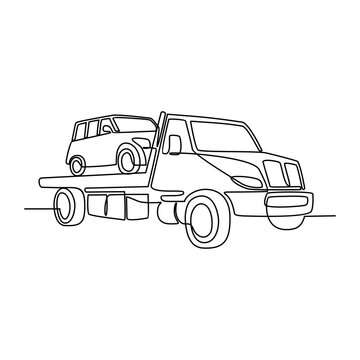 recommend clip art: One continuous line drawing of truck as land vehicle with white background. Land transportation design in simple linear style. Non coloring vehicle design concept vector illustration	
