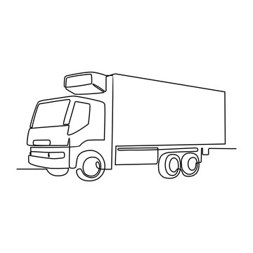 recommend clip art: One continuous line drawing of truck as land vehicle with white background. Land transportation design in simple linear style. Non coloring vehicle design concept vector illustration	