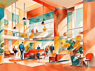 Fototapeta premium lounge of an airport Interior with Generative AI.