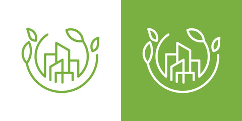 logo design green city minimalist icon vector inspiration