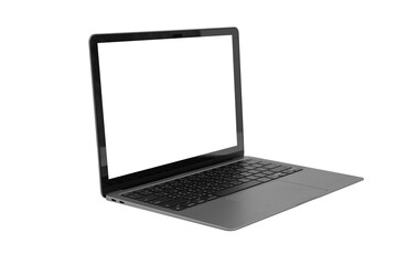 side view, Laptop or Notebook isolated with clipping path on white background.