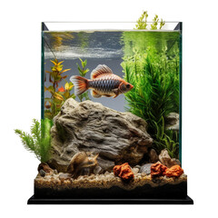 Freshwater fish tank  . isolated object, transparent background